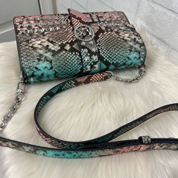 Michael Kors Greenwich Ombré Studded Snakeskin Shoulder Bag